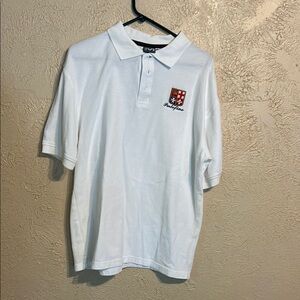 Classic White Polo Shirt with Red Portifino Emblem